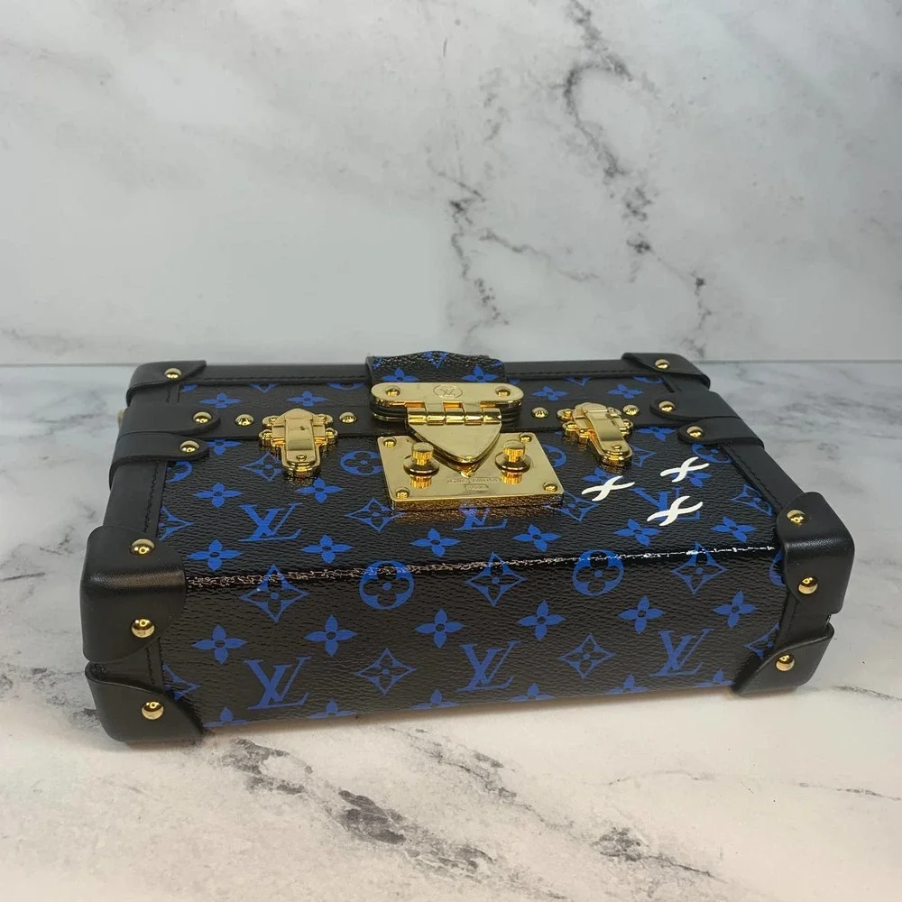 Louis Vuitton Petite Malle Trunk Crossbody shoulder bag Blue/Black Monogram LV